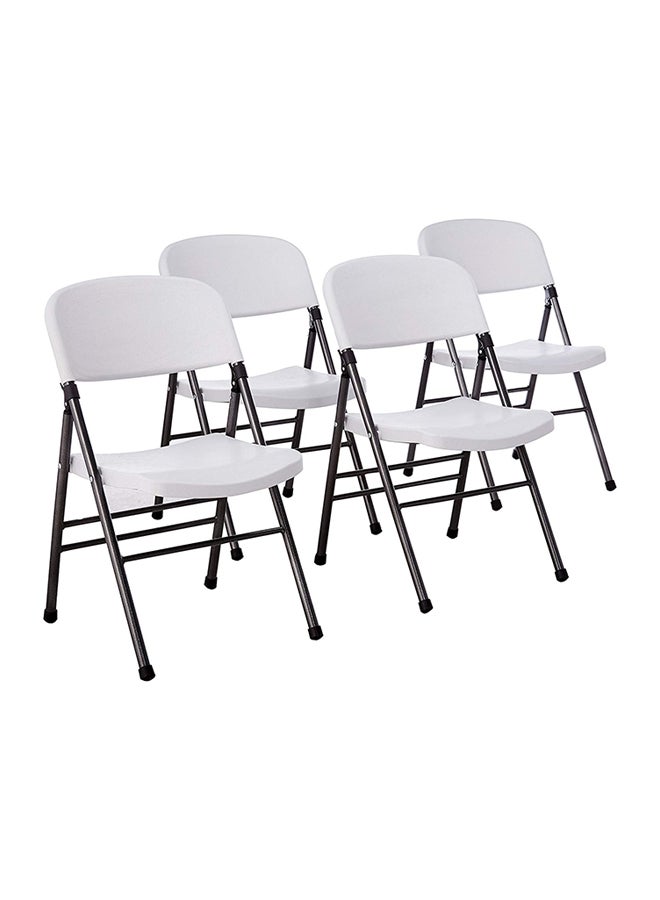 COSCO 4 Piece Resin Folding Chair With Molded Seat And Back White/Black  - Image 1