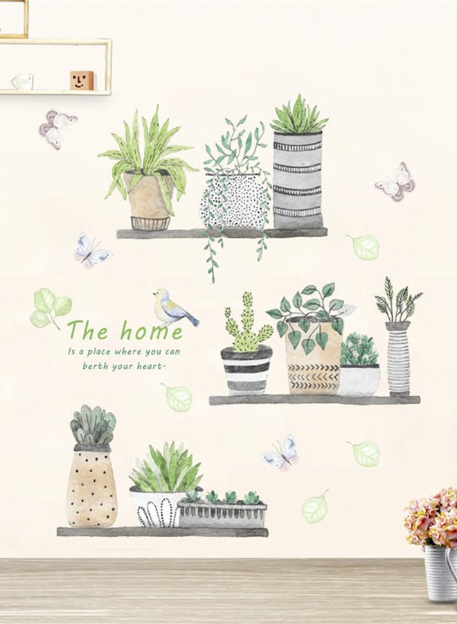 Beauenty - Flower Pot Pattern Removable Wall Sticker Multicolour 30 x 90cm - Image 1