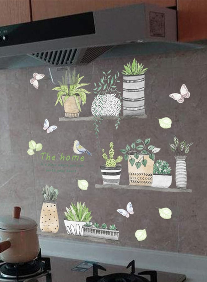 Beauenty - Flower Pot Pattern Removable Wall Sticker Multicolour 30 x 90cm - Image 1