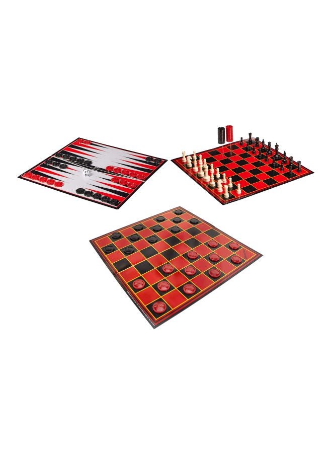 Pressman 3-In-1 Chess, Checkers And Backgammon Board Game Set  - Image 1