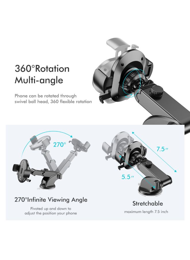FLOVEME Dashboard/Windshield Car Mount Phone Holder Black - Image 5