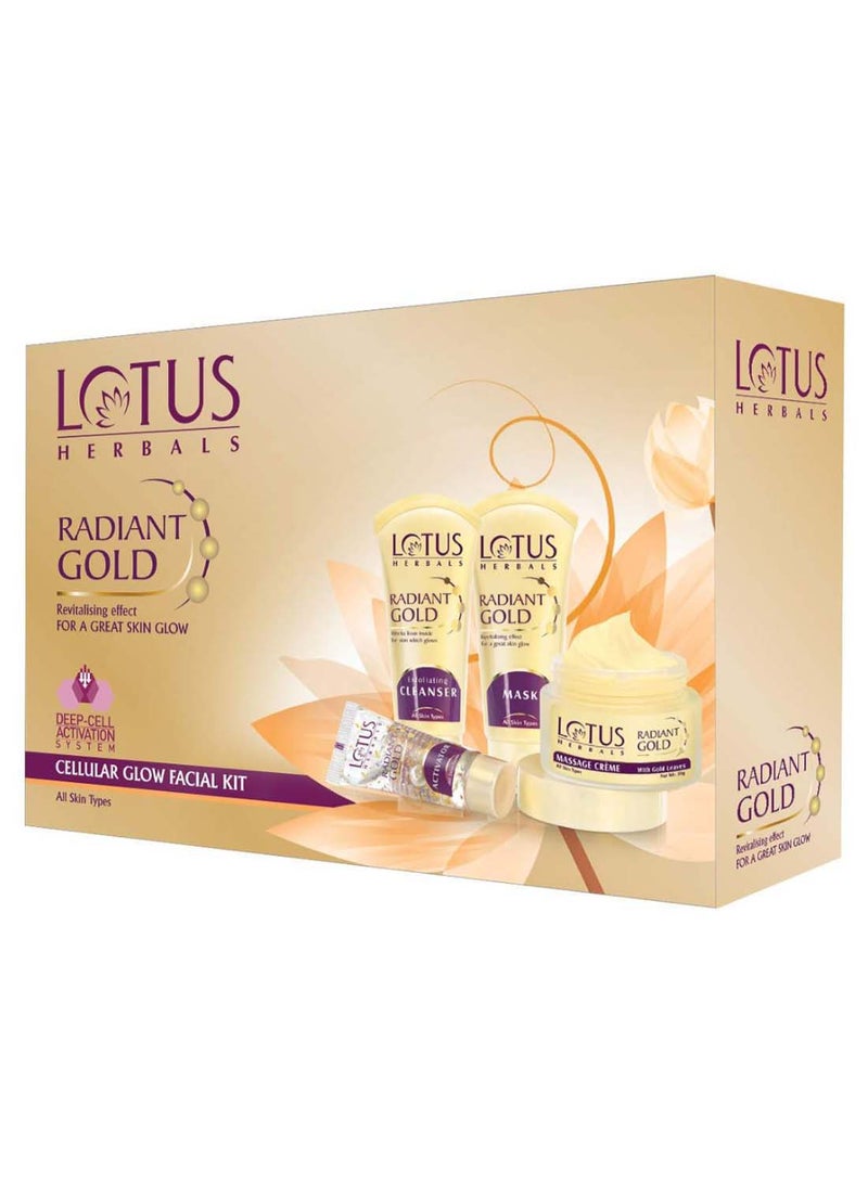 Lotus Herbal Radiant Gold Cellular Glow Facial Kit 170grams 