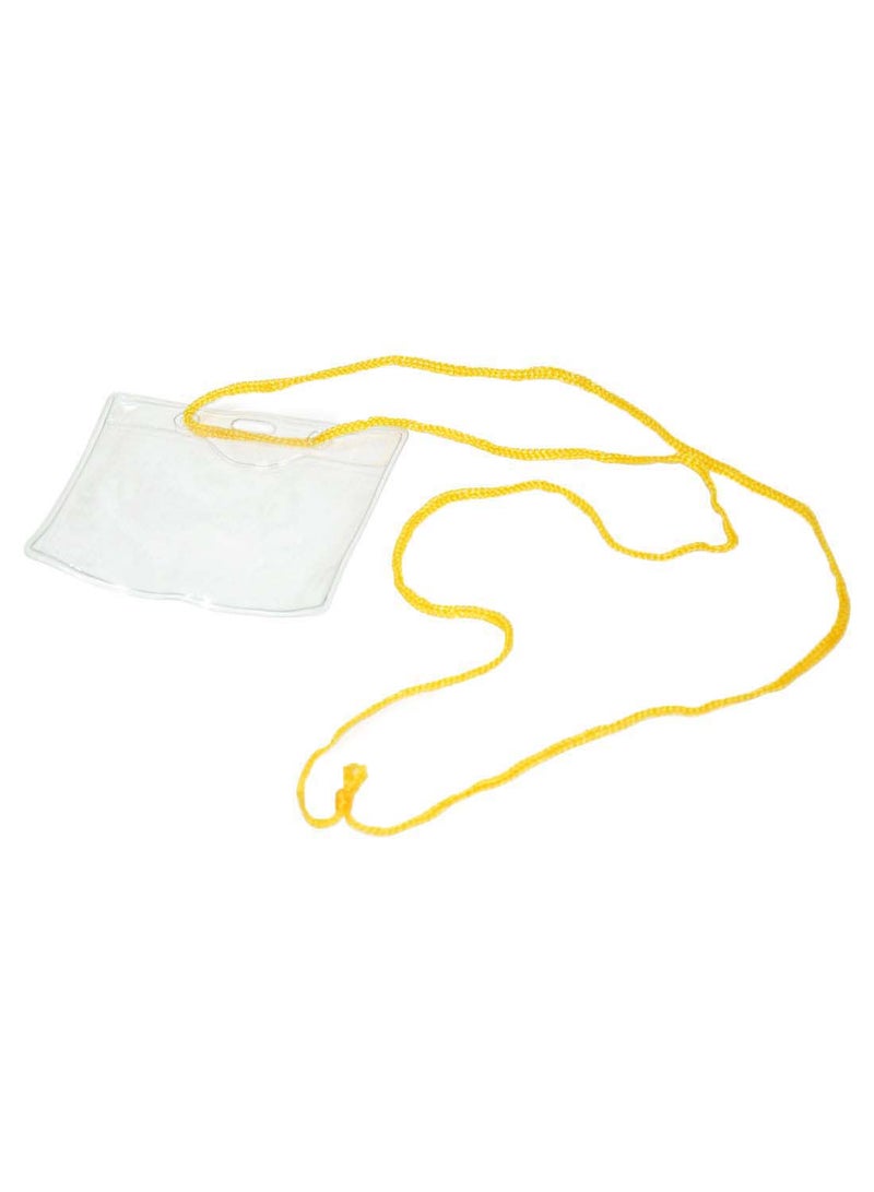 FIS - 50-Piece Name Badge Set With String Yellow/Clear - Image 1