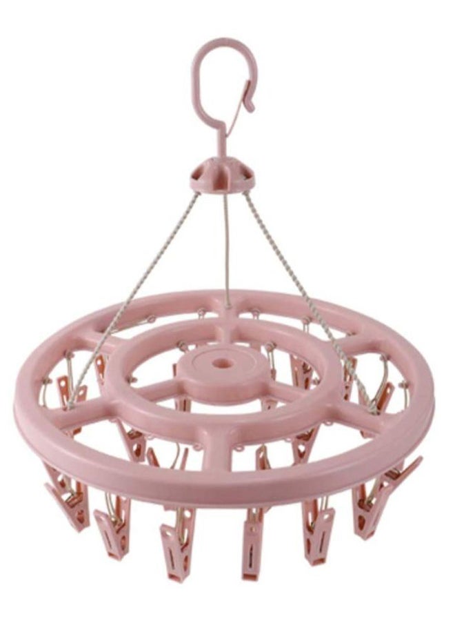 AIWANTO 24 Clips Clothes Drying Rack Light Pink 38.4 x 36.5 x 6centimeter 