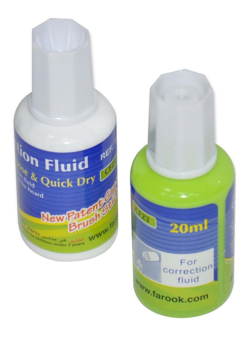Pack Of 12 Correction Fluid And Thinner Bottle Green/White