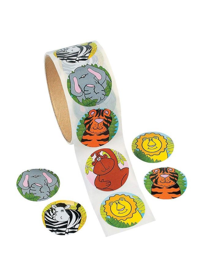 فن إكسبريس لفة ملصقات بتصميم حيوانات حديقة الحيوان من 100 قطعة 1.5بوصة
