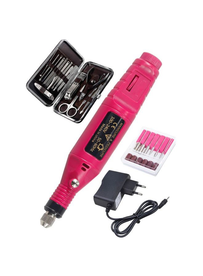 15-Piece Nail Design Tool With Nail Drill Kit And Electric Manicure And Pedicure Machine Set Multicolour