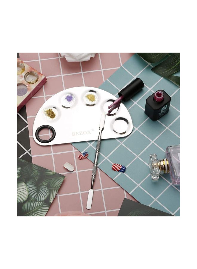 لوحة لطلاء تزيين الأظافر من الستانلس ستيل مع أداة دمج فضي - Image 2