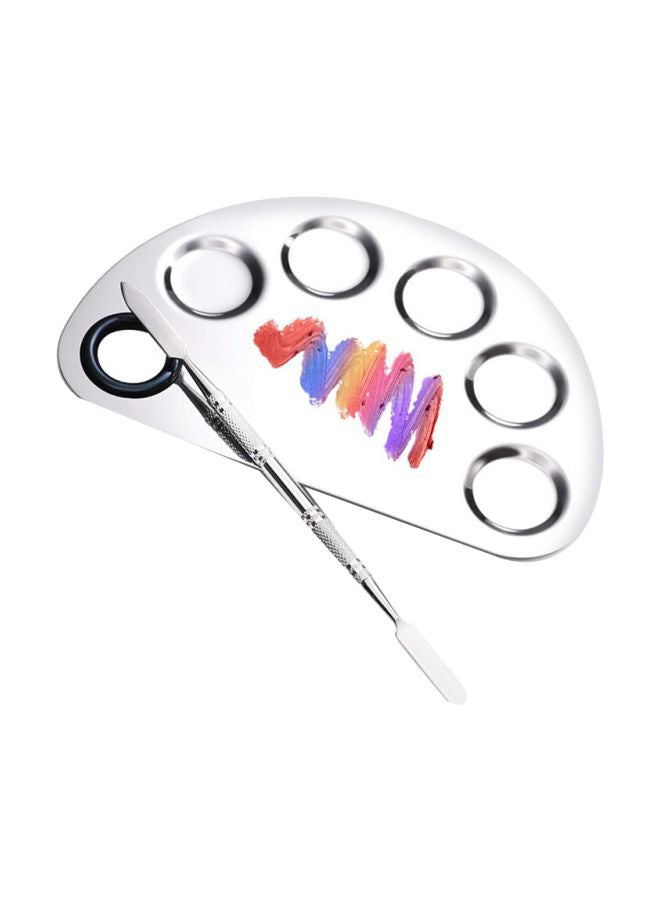 لوحة لطلاء تزيين الأظافر من الستانلس ستيل مع أداة دمج فضي - Image 1