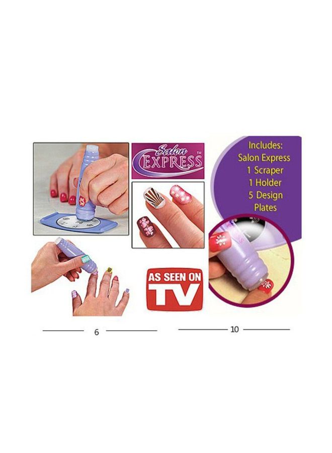 طقم إستنسل لطلاء الأظافرمن صالون إكسبريس مكون من سبع قطع أزرق / فضي - Image 2