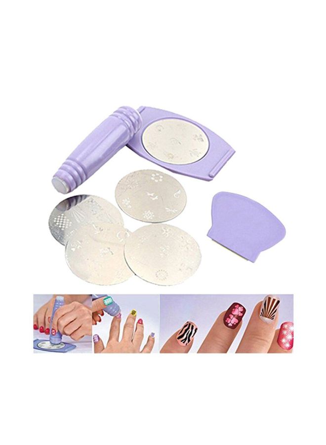 طقم إستنسل لطلاء الأظافرمن صالون إكسبريس مكون من سبع قطع أزرق / فضي - Image 3