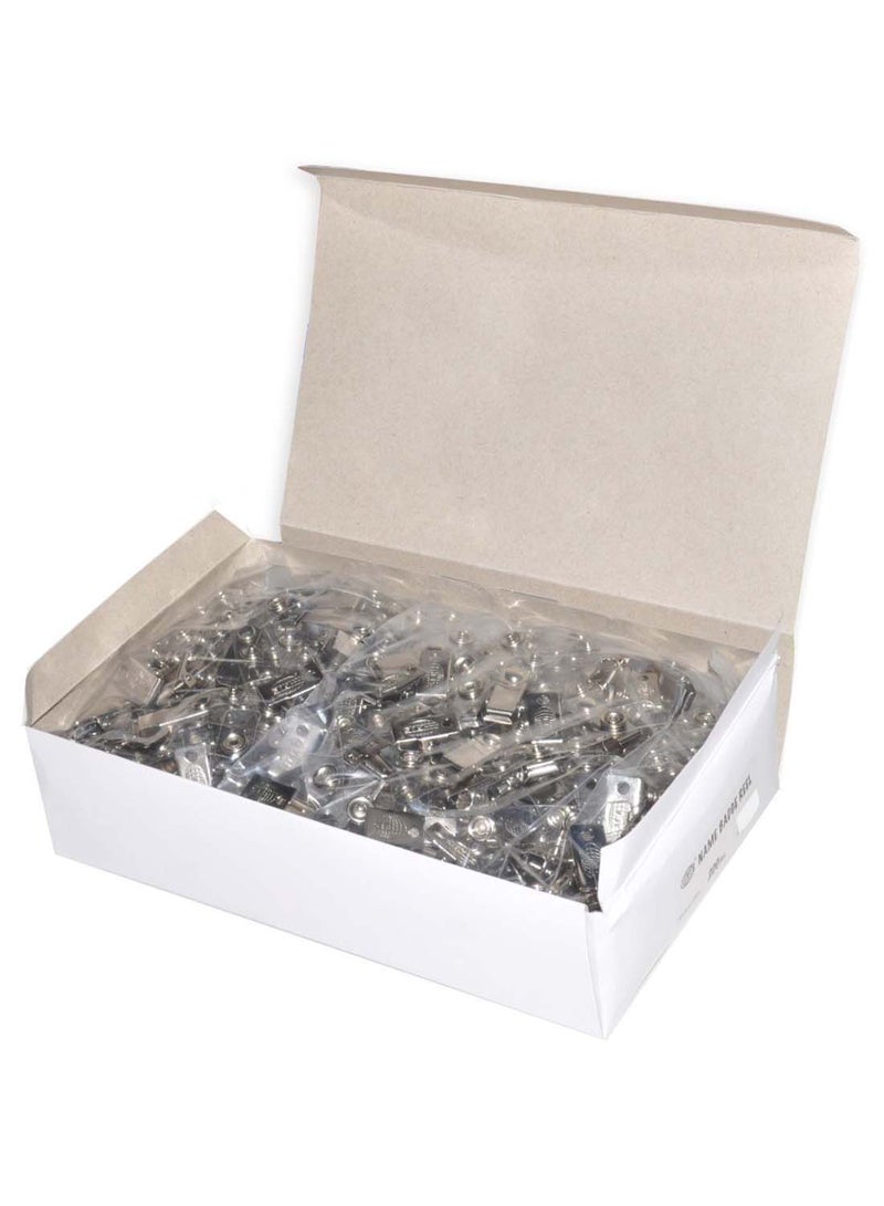 إف اي أس  طقم مشابك لتثبيت شارات الاسم من 200 قطعة شفاف/فضي - Image 2