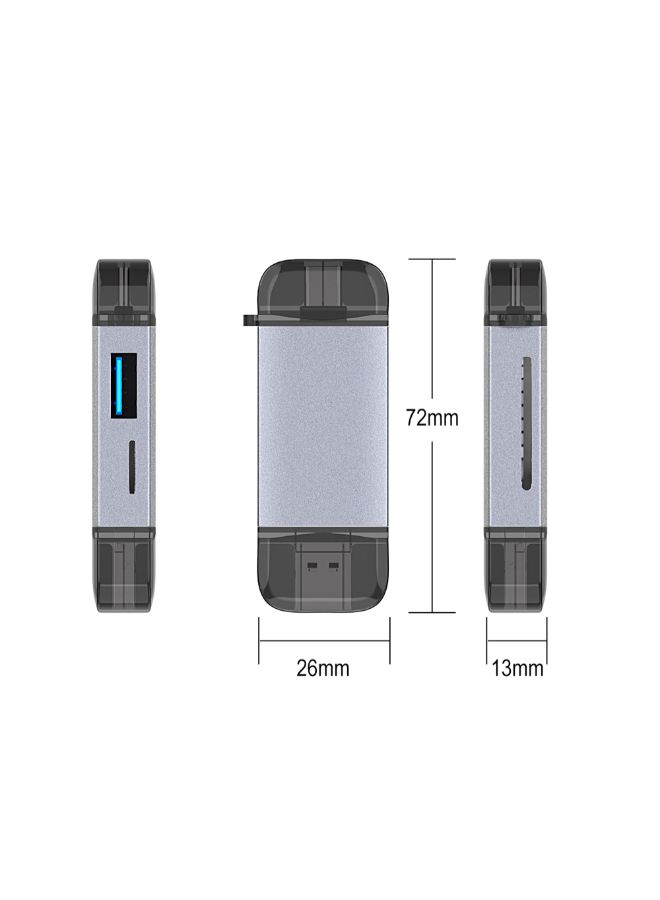 Generic - 6-In-1 Type-C  Card Reader Grey - Image 1