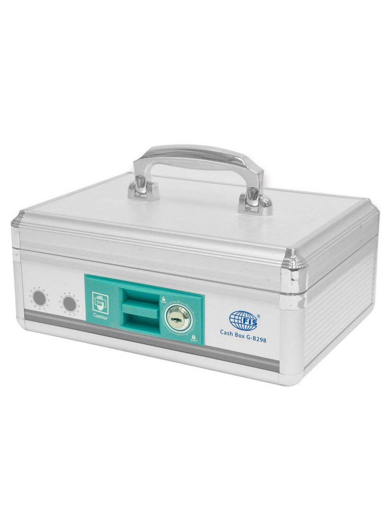 إف اي أس  صندوق للنقود مع قفل بمفتاح فضي / أخضر - Image 1