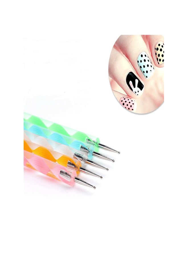 5-Piece Nail Art Design Pen Blue/Yellow/Green - Image 2