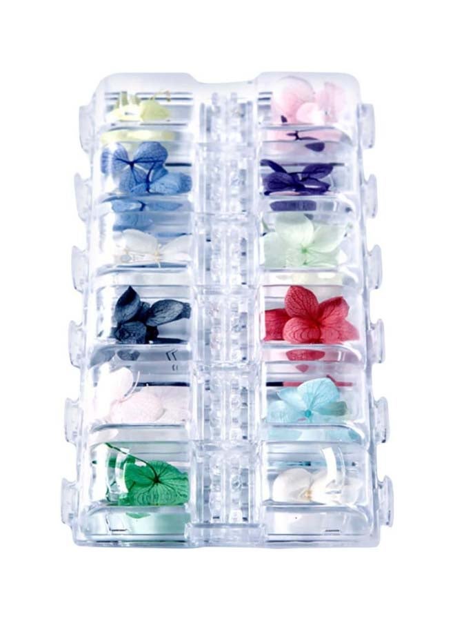12-Piece Dried Flowers Nail Art Decoration Set Red/Blue/Green - Image 1