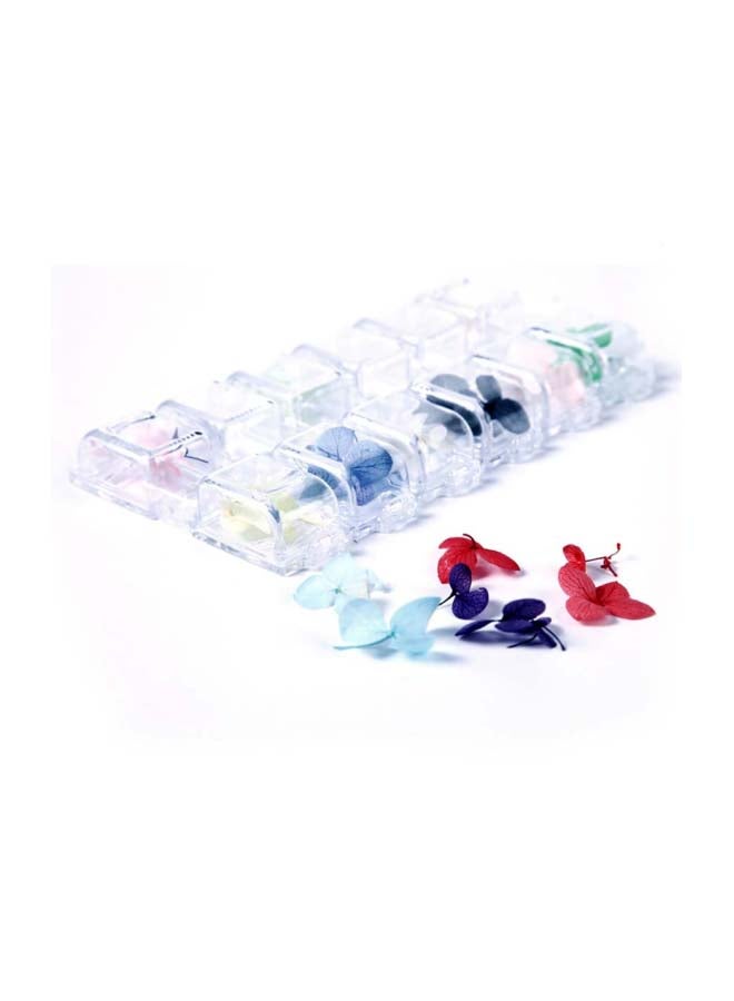 12-Piece Dried Flowers Nail Art Decoration Set Red/Blue/Green - Image 3