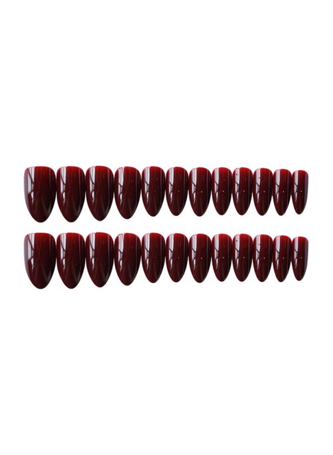 Generic - 24-Piece False Nail Set Red - Image 1
