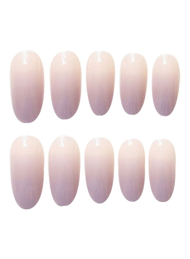 24-Piece Artificial Nails Set Beige/Purple - Image 1