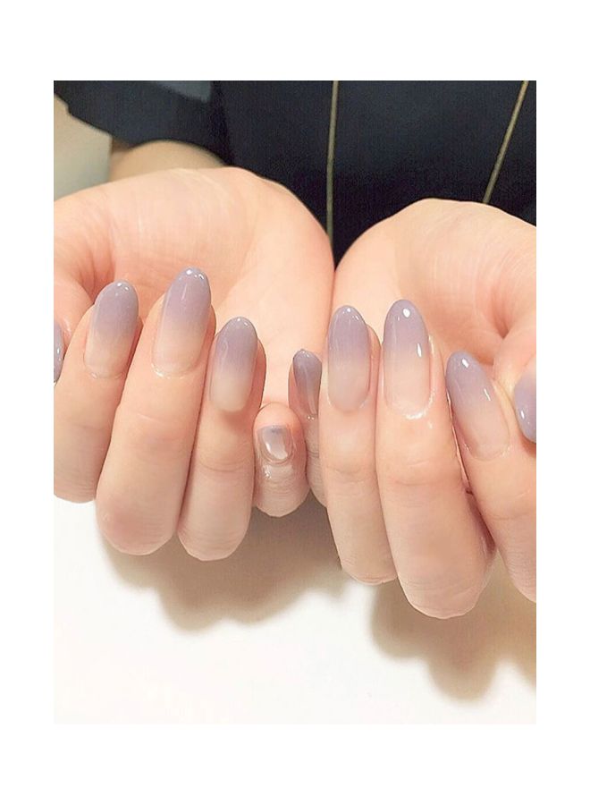 24-Piece Artificial Nails Set Beige/Purple - Image 2