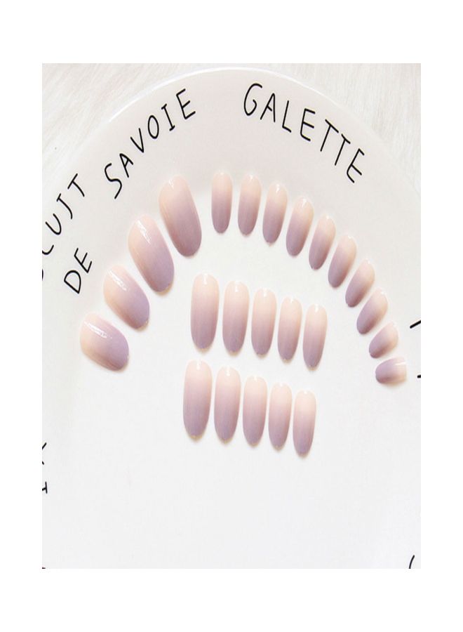 24-Piece Artificial Nails Set Beige/Purple - Image 3