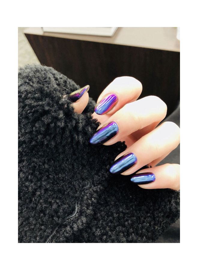 طقم أظافر صناعية مع لاصق مكون من 24 قطعة أزرق/بنفسجي - Image 2