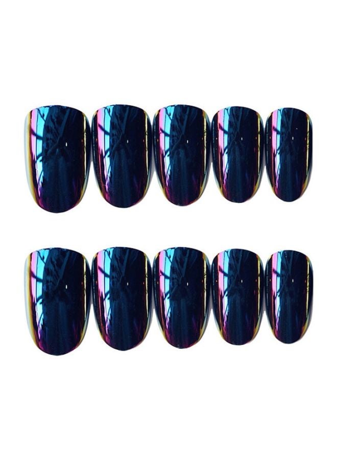 طقم أظافر صناعية مع لاصق مكون من 24 قطعة أزرق/بنفسجي - Image 1
