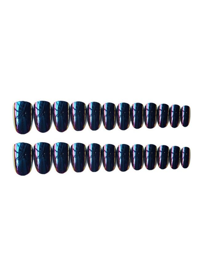 طقم أظافر صناعية مع لاصق مكون من 24 قطعة أزرق/بنفسجي - Image 3