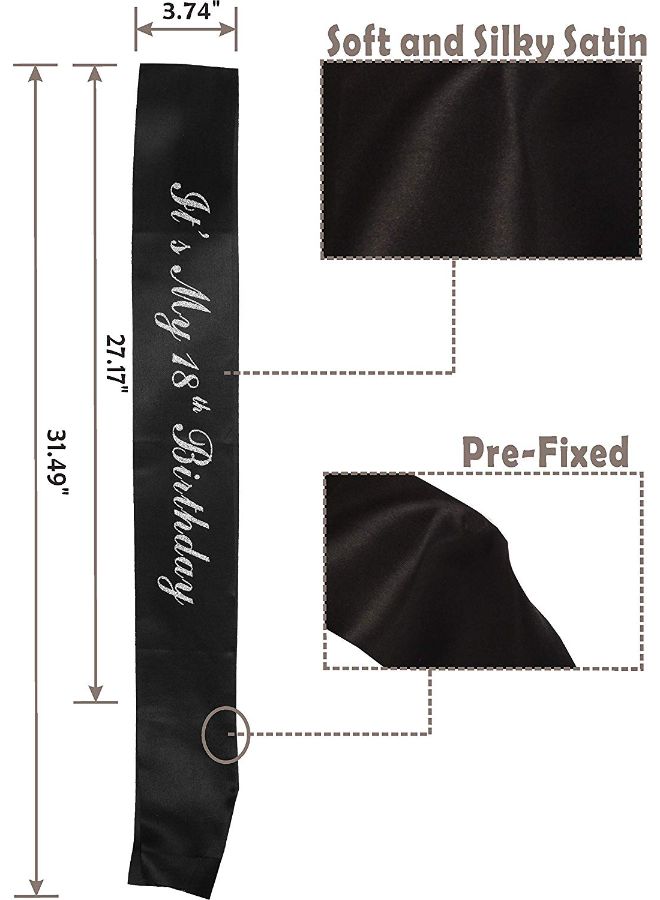 MEANT2TOBE It’s My 18th Birthday Printed Sash With Tiara - Image 3