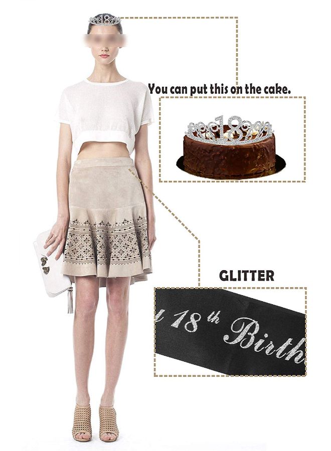 MEANT2TOBE It’s My 18th Birthday Printed Sash With Tiara - Image 5