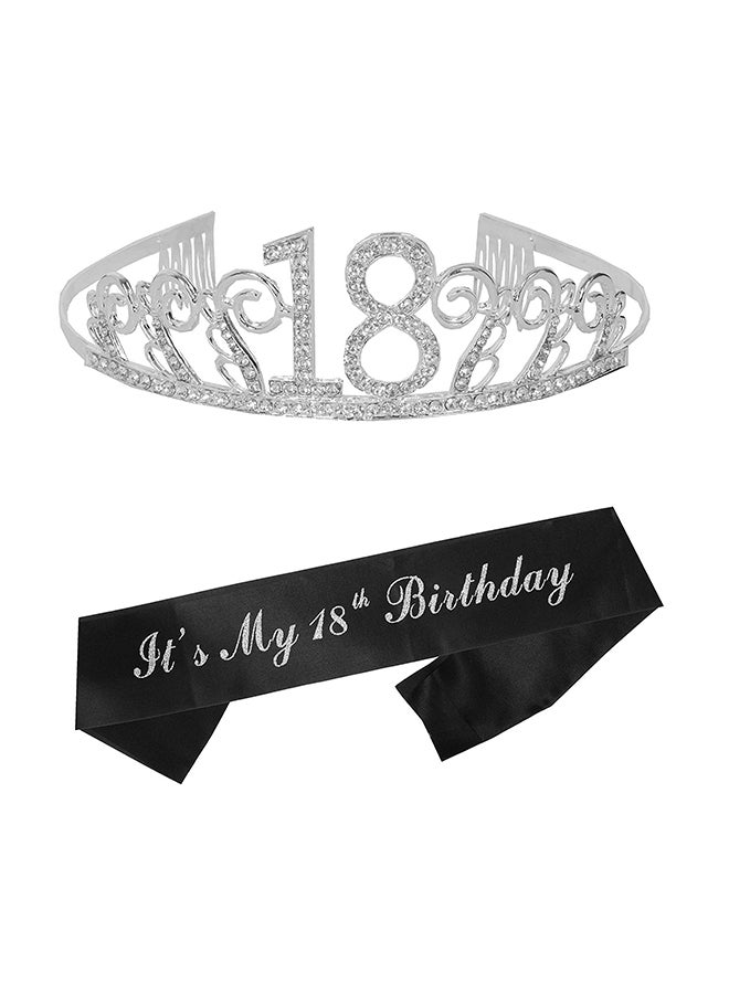 MEANT2TOBE It’s My 18th Birthday Printed Sash With Tiara - Image 1
