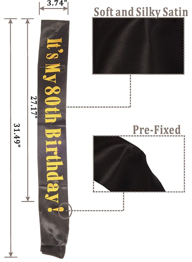 MEANT2TOBE It’s My 80th Birthday Printed Sash With Tiara - Image 2