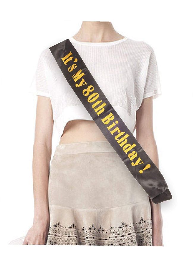 MEANT2TOBE It’s My 80th Birthday Printed Sash With Tiara - Image 4