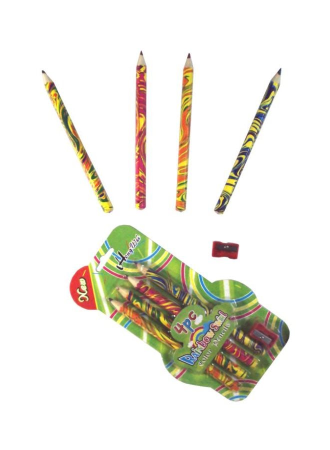 Parteet Pack Of 2 Swirl Colour Pencils With Sharpener Pink/Yellow/Orange