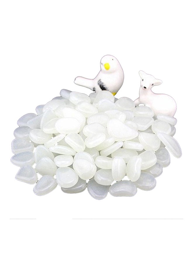50-Piece Glow In The Dark Luminous Garden Pebbles White 11.50x2.00x11.00centimeter