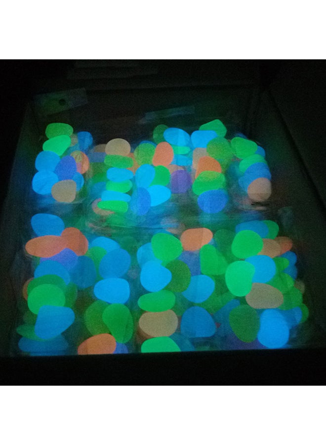 50-Piece Glow In The Dark Luminous Garden Pebbles Multicolour 11.50x2.00x11.00centimeter - Image 3