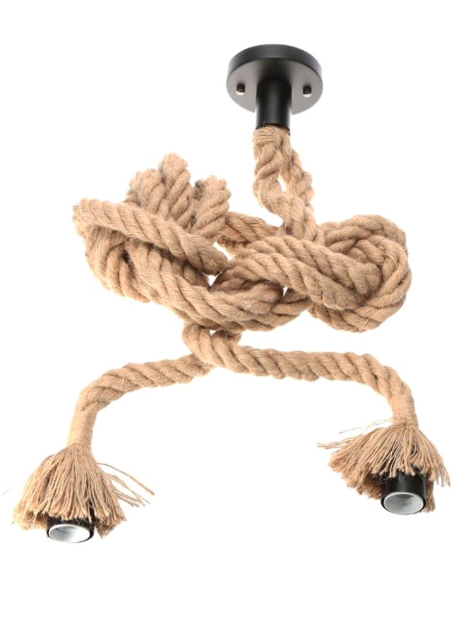 LIXADA Double Head Vintage Rope Pendant Light Socket Beige/Black 100centimeter 
