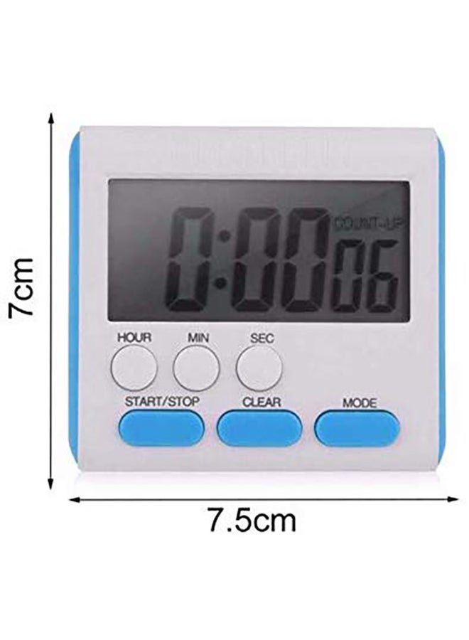 ساعة حائط رقمية مزودة بشاشة LCD ومنبه للمطبخ أبيض/أزرق - Image 2