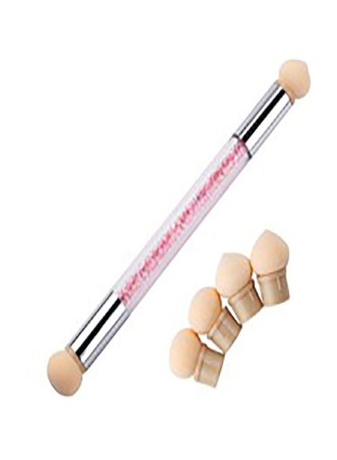 مجموعة فرش إسفنجية برأس مزدوج لتزيين الأظافر مكونة من 5 قطع فضي / بيج - Image 1