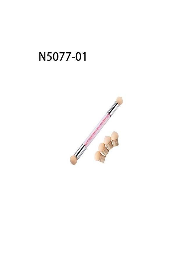 مجموعة فرش إسفنجية برأس مزدوج لتزيين الأظافر مكونة من 5 قطع فضي / بيج - Image 3