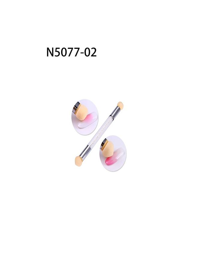 مجموعة فرش إسفنجية برأس مزدوج لتزيين الأظافر مكونة من 5 قطع فضي / بيج - Image 4