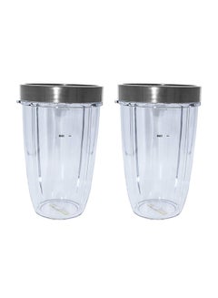 2 Piece Tall Cup And 2 Lip Ring For Nutribullet Clear/Grey