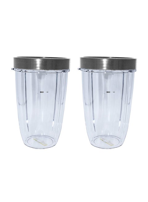 2 Piece Tall Cup And 2 Lip Ring For Nutribullet Clear/Grey