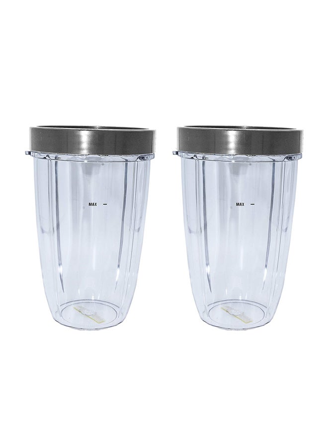 BLENDIN - 2 Piece Tall Cup And 2 Lip Ring For Nutribullet Clear/Grey - Image 1