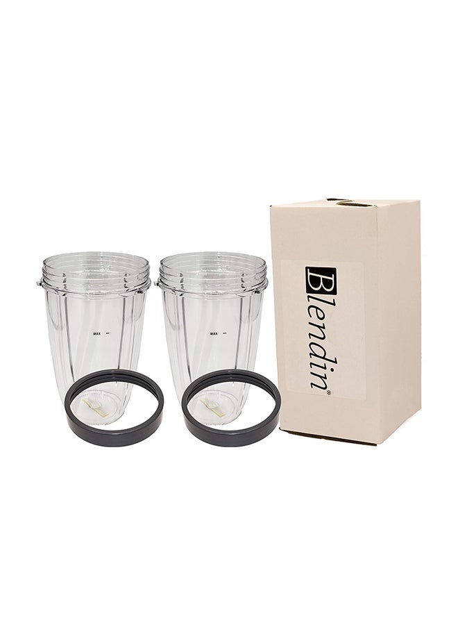BLENDIN - 2 Piece Tall Cup And 2 Lip Ring For Nutribullet Clear/Grey - Image 1
