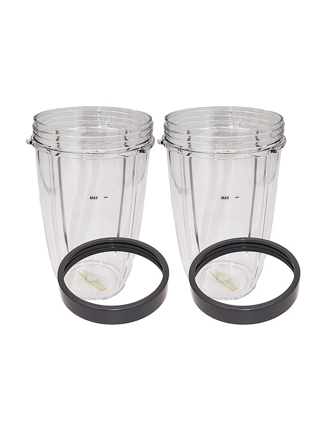 BLENDIN - 2 Piece Tall Cup And 2 Lip Ring For Nutribullet Clear/Grey - Image 1
