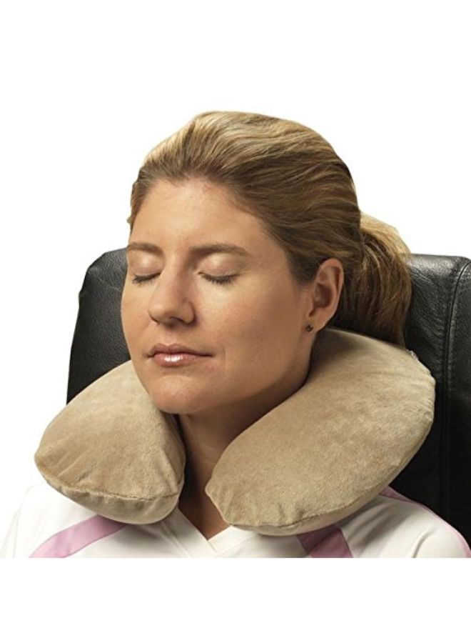 PCP Memory Foam Neck Travel Pillow Brown 3.8 x 11.5 x 10inch - Image 2