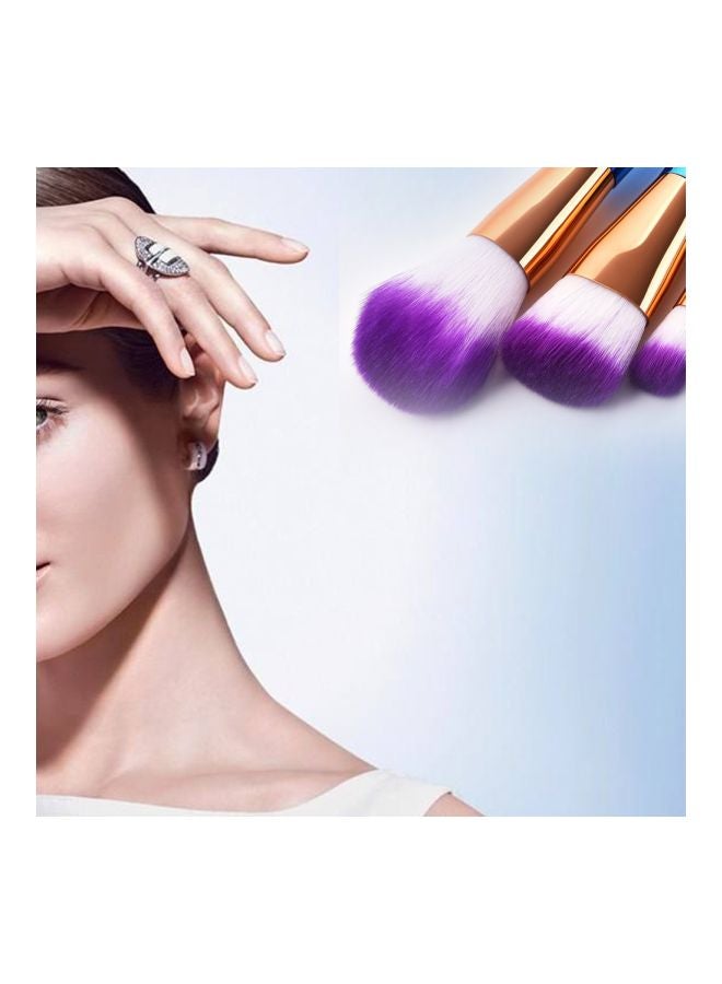 طقم فراشي مستحضرات تجميل مكون من 10 قطع أزرق/بنفسجي - Image 3
