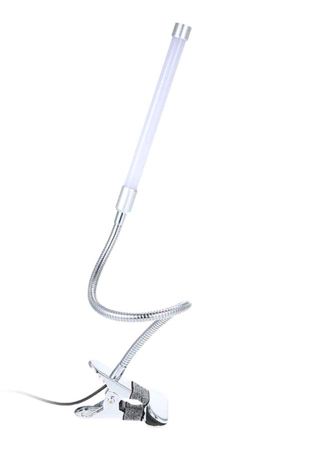 USB Powered Flexible Table Lamp With Clamp Clip Silver/White