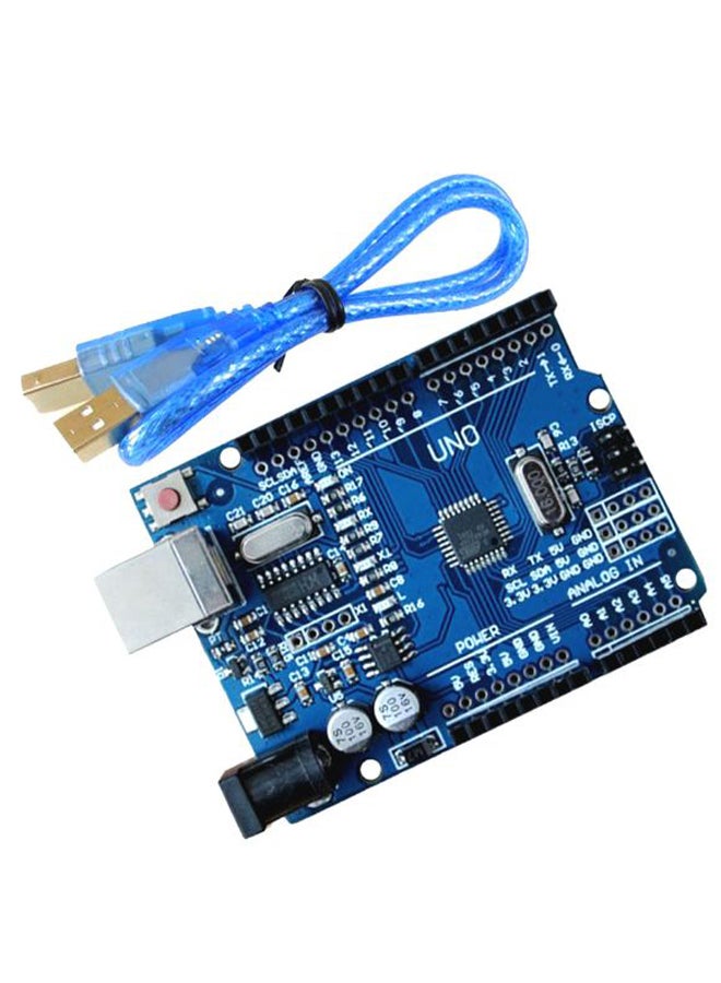 ماركة غير محددة لوح تطوير Uno R3 مع كابل USB R3 أزرق/فضي/أسود  - Image 2